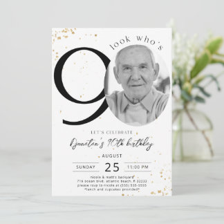 90. Geburtstag Gold Invitation Card Foto Einladung