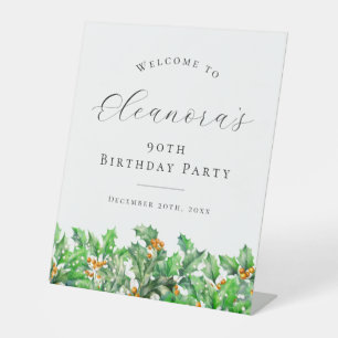 90. Geburtstag Holly Dezember Geburtstag Blume Wil Sockelschild