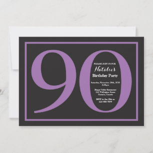 90. Geburtstag Lila und Schwarzes Kreidetafel Einladung