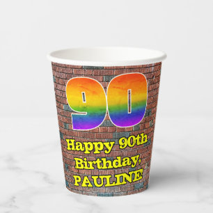 90. Geburtstag: Lustige Graffiti-inspirierte Regen Pappbecher