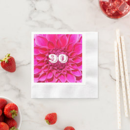 90. Geburtstag Meilenstein Pink Dahlia Floral Serviette