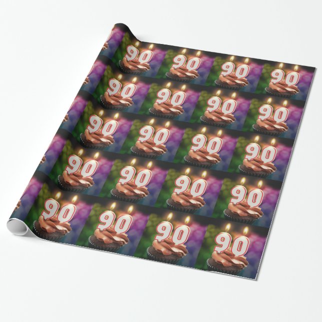 90. Geburtstag mit Kerzen Geschenkpapier (Ungerollt)