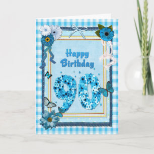 90. Geburtstag mit Scrapbook-Effekt Karte
