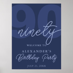 90. Geburtstag Modernes Minimalistisches Navy-Will Poster