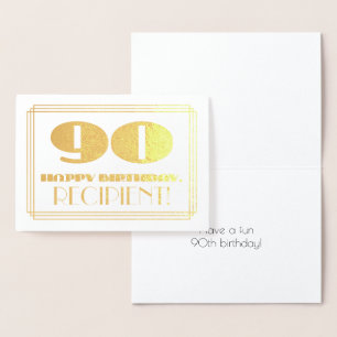 90. Geburtstag; Name + Art Deco Inspiriert Look "9 Folienkarte