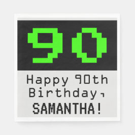 90. Geburtstag - Nerdy / Geeky Style "90" & Name Serviette