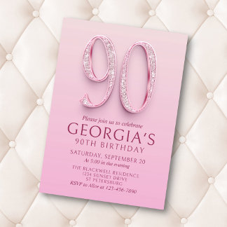 90. Geburtstag Pink Diamonds Einladung