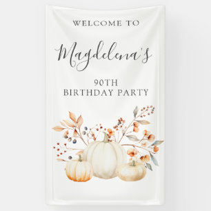90. Geburtstag Pumpkin Herbstlaub Vertikale Außenw Banner