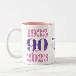 90. Geburtstag Rosa Sonderdatum Zweifarbige Tasse