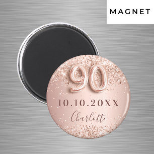 90. Geburtstag roségold roséfarbener Save the Date Magnet