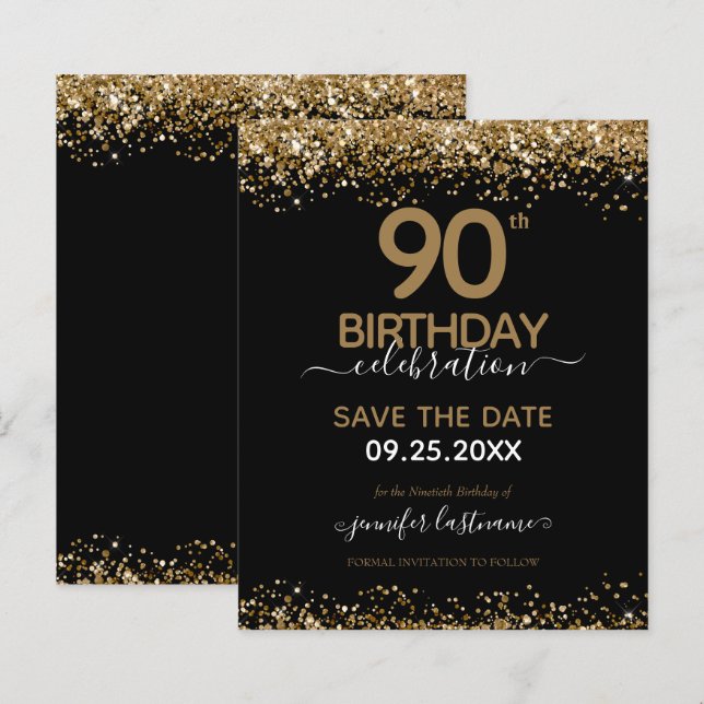 90. Geburtstag Save the Date Einladung (Vorne/Hinten)