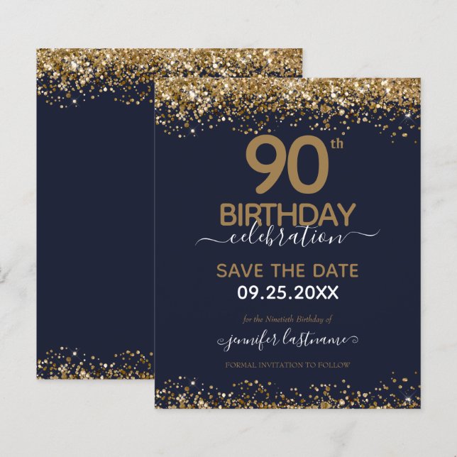 90. Geburtstag Save the Date Einladung (Vorne/Hinten)