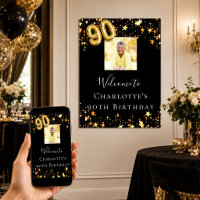 90. Geburtstag schwarzen goldenen Sternen Foto wil