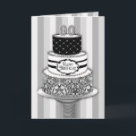 90. Geburtstag, schwarzer/weißer Muster-Kuchen der Karte<br><div class="desc">Sehen Sie andere Kategorien einschließlich Einladungen für Geburtstage und Jahrestage mit same/or ähnlichem Entwurf.</div>