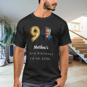 90. Geburtstag schwarzes Foto T-Shirt