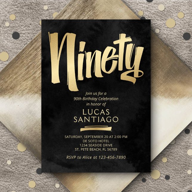 90. Geburtstag Schwarzes Gold Einladung (Von Creator hochgeladen)