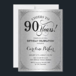 90. Geburtstag - SilberDamaskus Einladung<br><div class="desc">Einladung zum 90. Geburtstag. Elegantes Vintages Imitat silberfarbenes Design mit Damast-Muster. Enthält Skript-Schriftart. Feiert bis 90 Jahre! Kann in jedem Alter personalisiert werden! Nachricht,  wenn Sie weitere Anpassungen benötigen.</div>