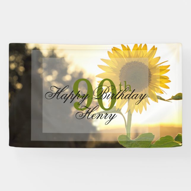90. Geburtstag Sonnenblume Banner (Horizontal)