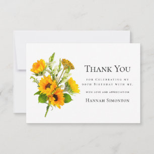 90. Geburtstag Sonnenblume Bouquet Personalisiert Dankeskarte