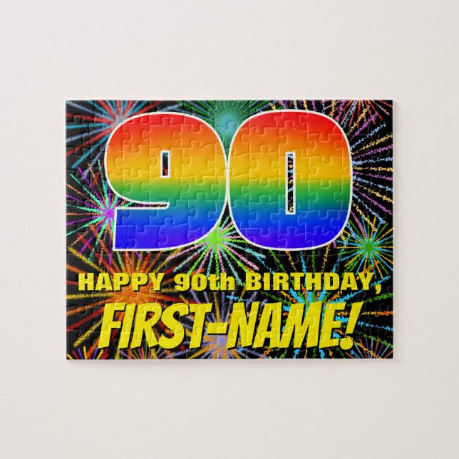 90. Geburtstag: Spaß, bunte feierliche Feuerwerke (Horizontal)