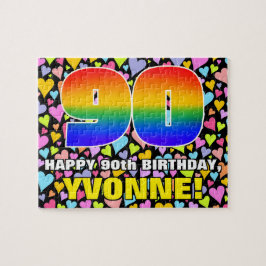 90. Geburtstag — Spaß, Liebende Herzformen + "90"