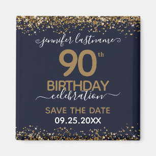 90. Geburtstag Speichern Sie das Datum-Magnet Magnet