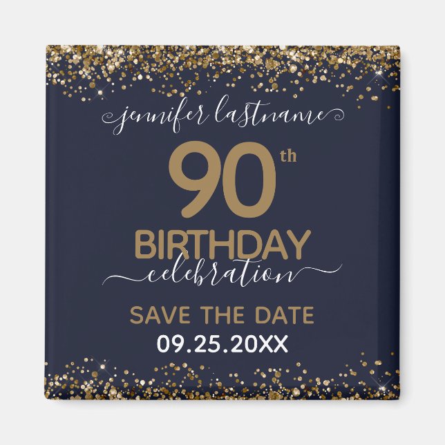 90. Geburtstag Speichern Sie das Datumsfenster Magnet (Vorne)