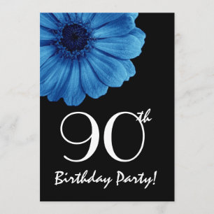 90. Geburtstag Template Blue Daisy Einladung