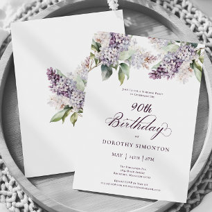 90. Geburtstag Überraschung Party Lila Lilac Blume Einladung