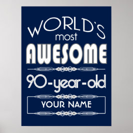 90. Geburtstag Welten Beste fabelhafte Dunkelblau Poster
