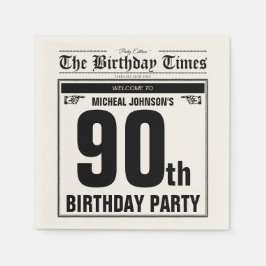 90. Geburtstag Zeitung Vintages Custom Party Serviette
