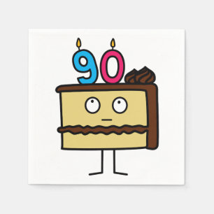 90. Geburtstags-Kuchen mit Kerzen Serviette