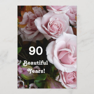 90. Geburtstags-Partei-Rosa-Rosen-Blumenstrauß Einladung