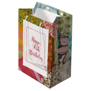 90. Geburtstags-Quilt-Muster mit Nadel Mittlere Geschenktüte