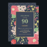 90. Geburtstagseinladung - Gold, elegante Flora Einladung<br><div class="desc">Die elegante und stilvolle 90. Geburtstagsfeier lädt zu einem individuellen besondere Anlass ein. Es verfügt über eine Blumengrenze sowie einen Goldrahmen und Goldakzente. Die Hintergrundfarbe und der Text können nach Ihren Wünschen geändert werden. Eine perfekte Einladung zum Geburtstag eines Erwachsenen.</div>