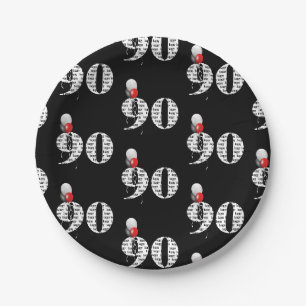 90. Geburtstagsfeier Ballons auf schwarz Pappteller