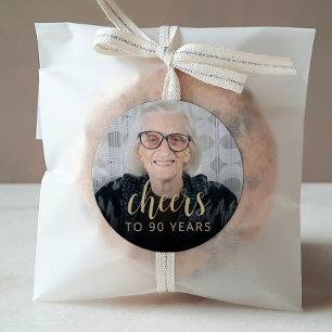 90. Geburtstagsfeier Foto Prost Runder Aufkleber