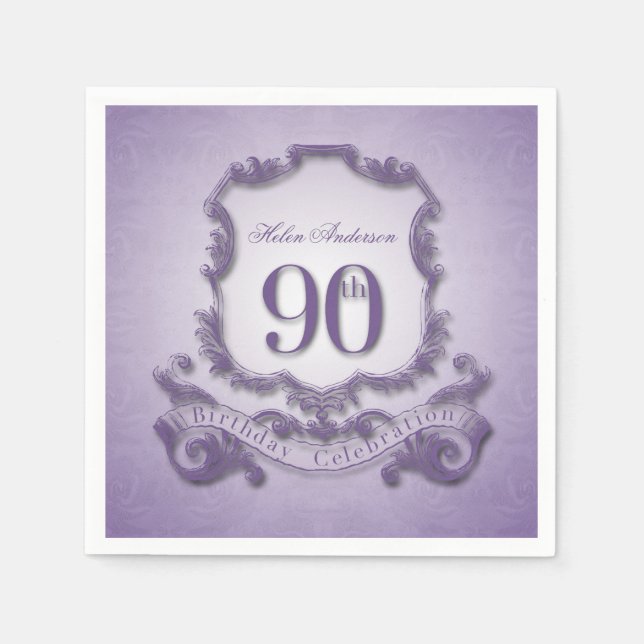 90. Geburtstagsfeier Vintager Rahmen Serviette (Vorderseite)