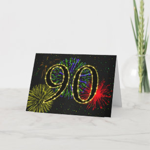 90. Geburtstagskarte mit Feuerwerk Karte