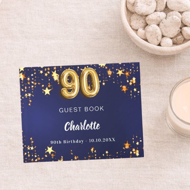 90. Geburtstagsnacht blaue Goldsterne Gästebuch (Von Creator hochgeladen)