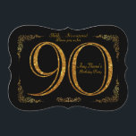 90. Geburtstagsparty 90., großartiges Gatsby, schw Einladung<br><div class="desc">"90.",  "Geburtstagsparty Woman-Man 90.",  "90.",  "großartiger Gatsby",  "schwarz & gold",  "zweiseitig",  "Zahlenwert",  "elegant",  "bearbeitbarer Text",  "alle möglichen Formen verfügbar",  "beliebige Form",  "Form normal",  "abgerundet",  "Formblech",  "gestanzulagelt" "Gestaltkarte",  "Gestell-Tag"</div>