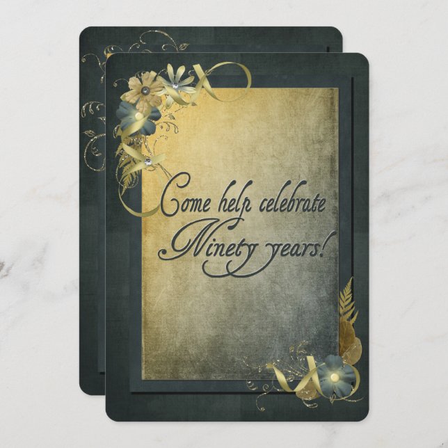 90. Geburtstagsparty Einladung (Vorne/Hinten)