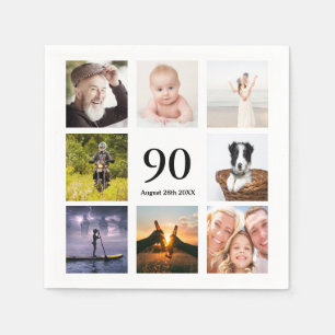 90. Geburtstagsparty Foto Collage Typ Serviette