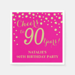 90. Geburtstagsparty Hot Pink und Gold Diamond Serviette