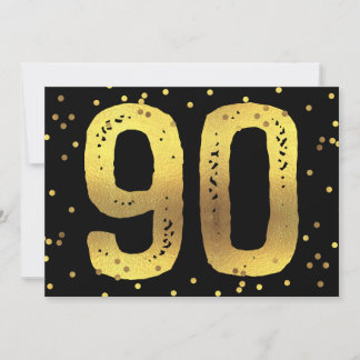 90. Geburtstagsparty Imitats Gold Foil Confetti Bl Einladung