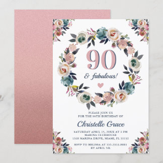 90. Geburtstagsparty Neunzig und fabelhafte Chic L Einladung