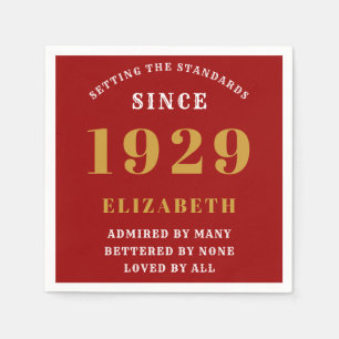 90. Geburtstagsstandards Geboren 1929 Rotes Gold Serviette