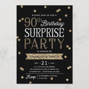 90. Glitzer Confetti Überraschung Party Einladung