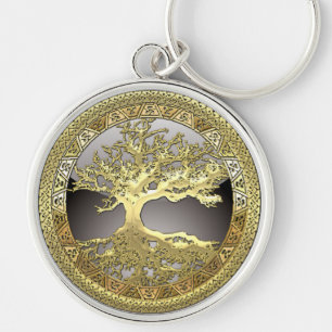 [90] Golden Celtic Tree of Life [3D] Schlüsselanhänger