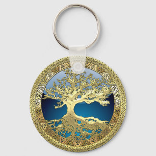 [90] Golden Celtic Tree of Life [3D] Schlüsselanhänger